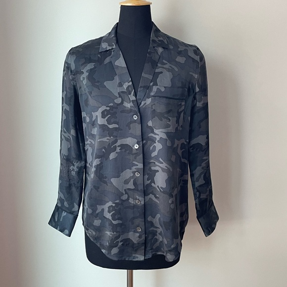 Equipment Camouflage Print Silk Blouse - Picture 1 of 14